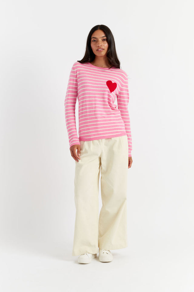 Pink Breton Heart Wool-Cashmere Sweater image 4