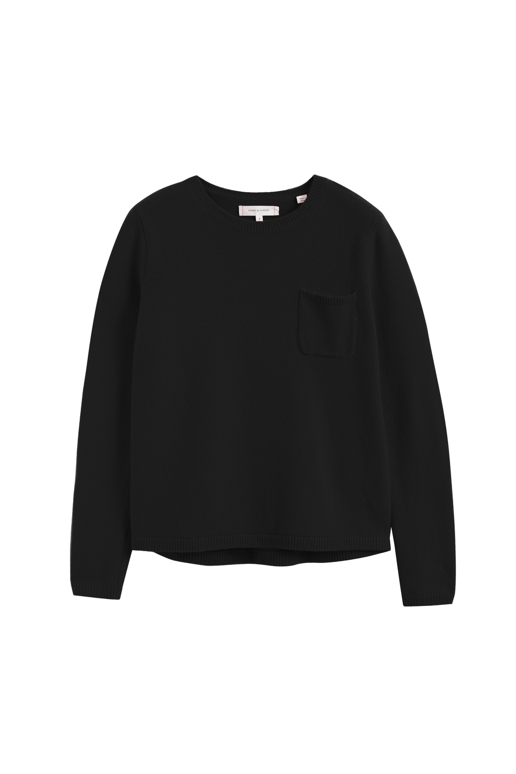 Black Wool-Cashmere Pocket Sweater