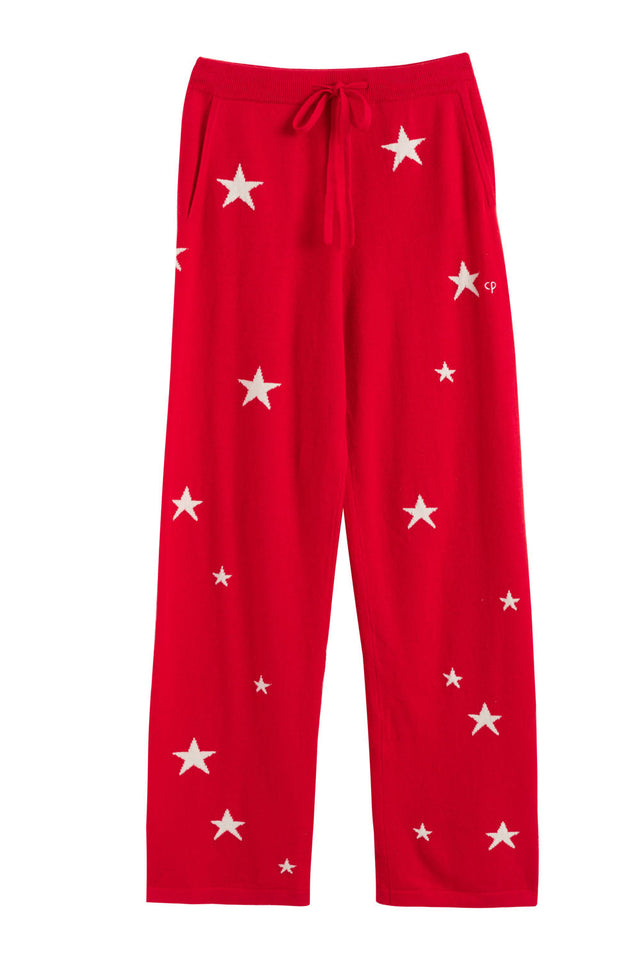 Red Wool-Cashmere Star Wide-Leg Track Pants image 2