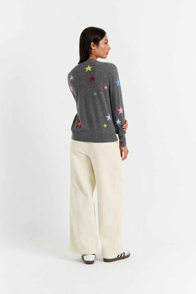 Grey Wool-Cashmere Star Cardigan image 3