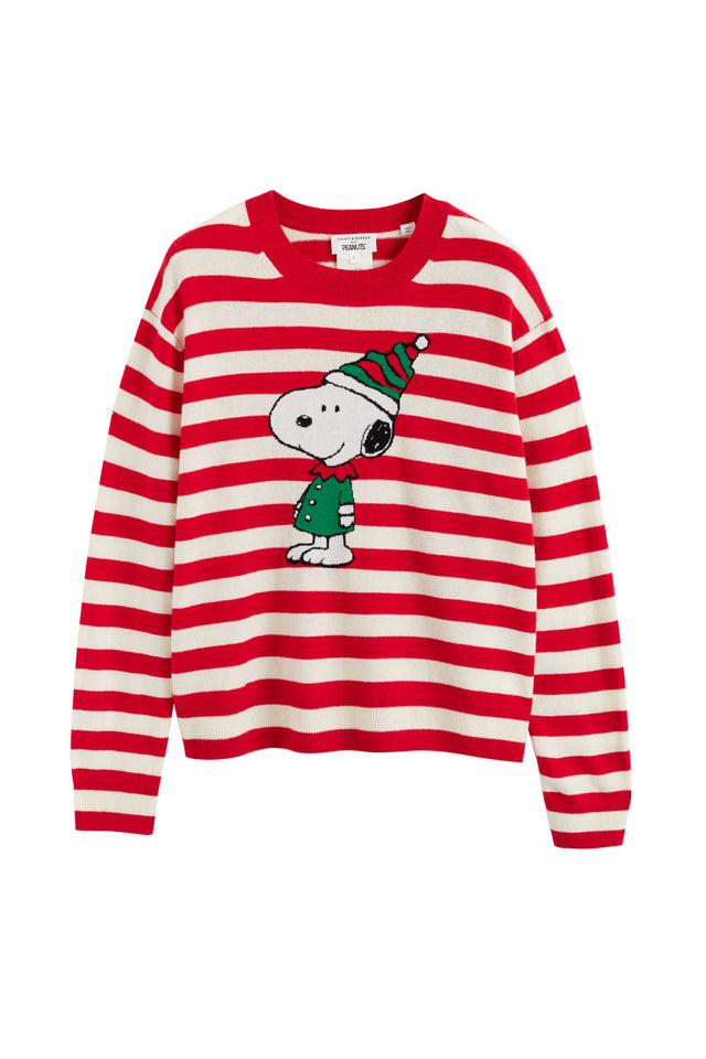 Red  Wool-Cashmere Snoopy Christmas Elf Sweater image 2