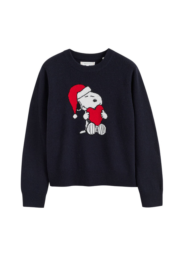 Navy Wool-Cashmere Snoopy Santa Sweater image 2