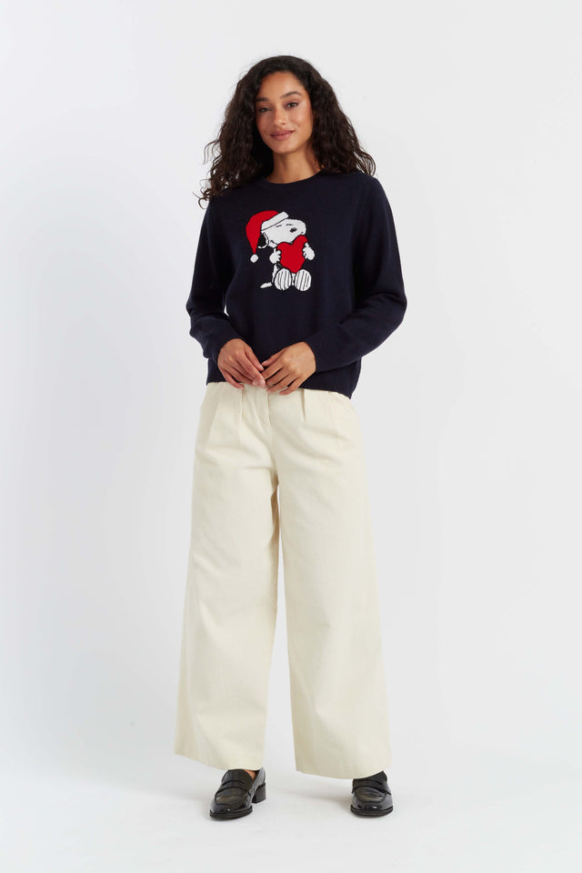 Navy Wool-Cashmere Snoopy Santa Sweater image 4