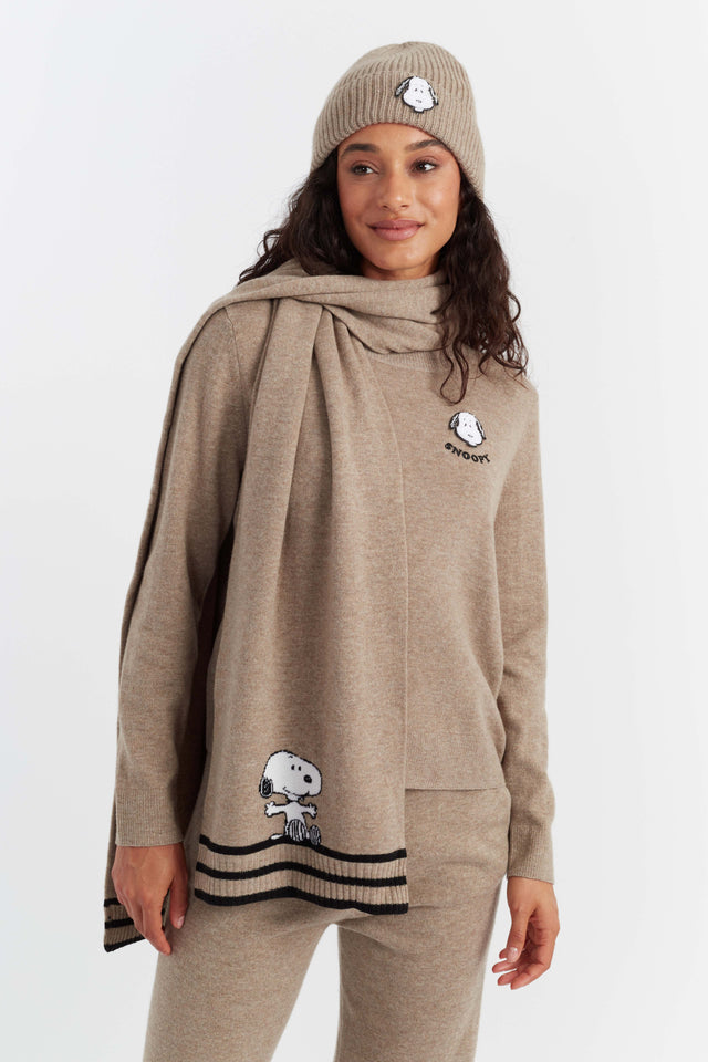 Soft-Truffle Wool-Cashmere Snoopy Scarf image 1