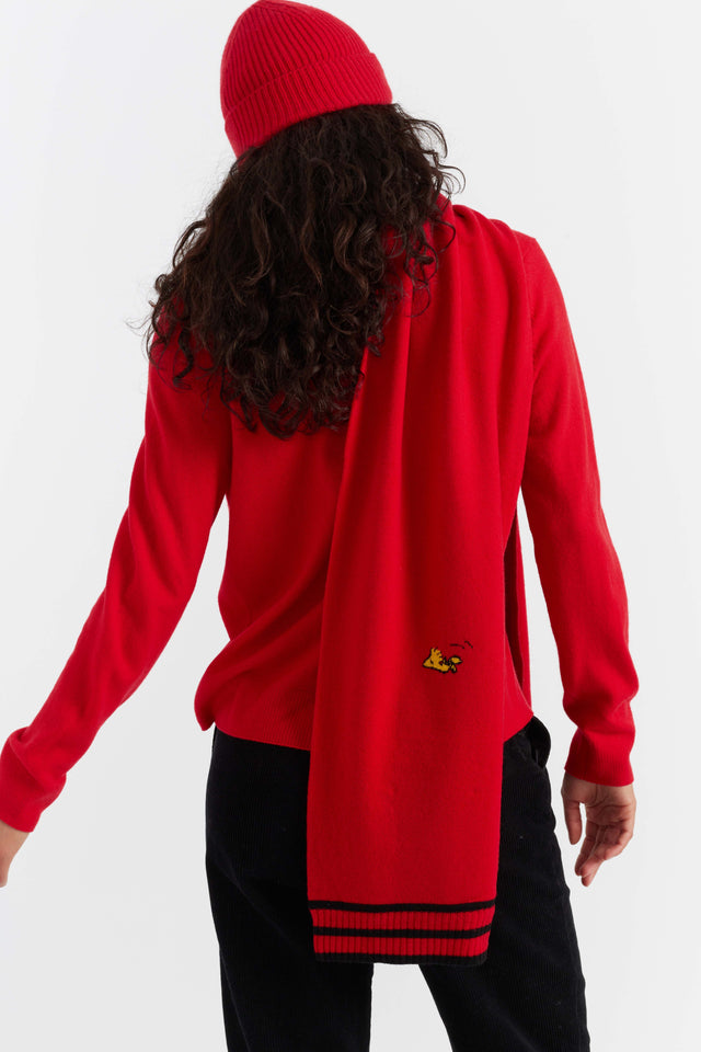 Red Wool-Cashmere Snoopy Scarf image 3