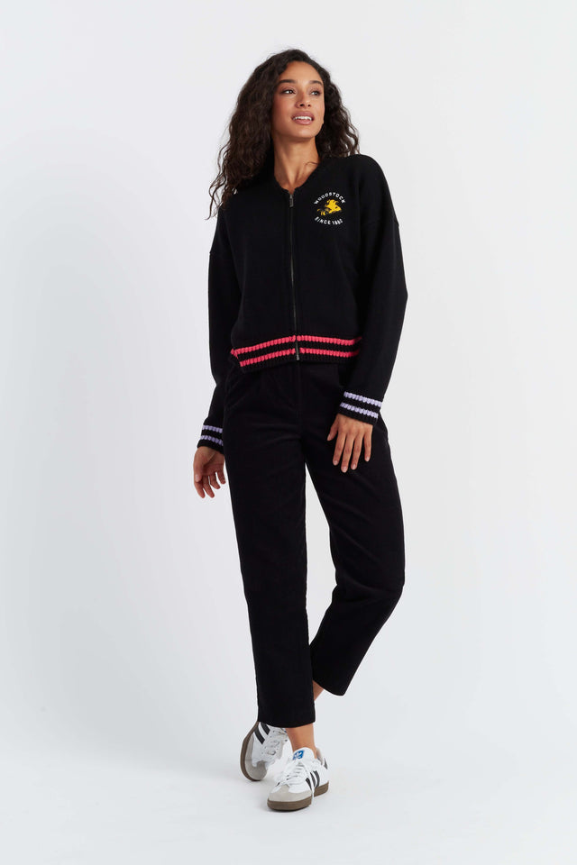 Black Wool-Cashmere Snoopy Bomber Jacket image 4