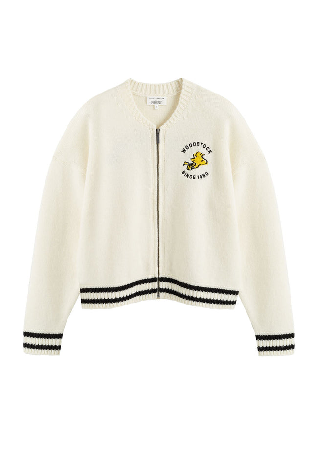 Cream Wool-Cashmere Snoopy Bomber Jacket image 2