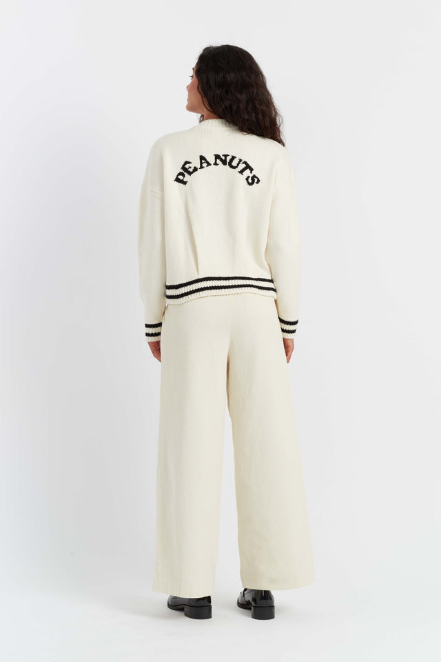 Cream Wool-Cashmere Snoopy Bomber Jacket image 3