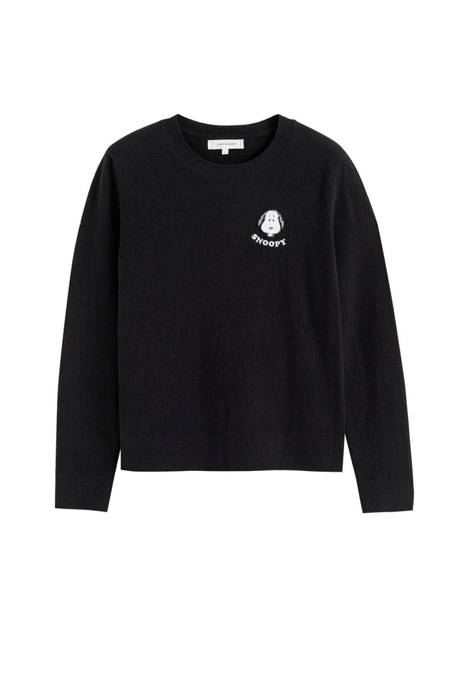 Black Wool-Cashmere Snoopy Badge Sweater image 2