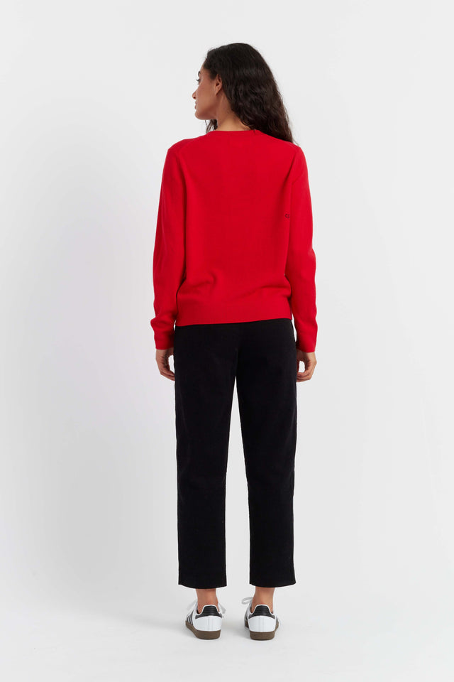 Red Wool-Cashmere Snoopy Badge Sweater image 3