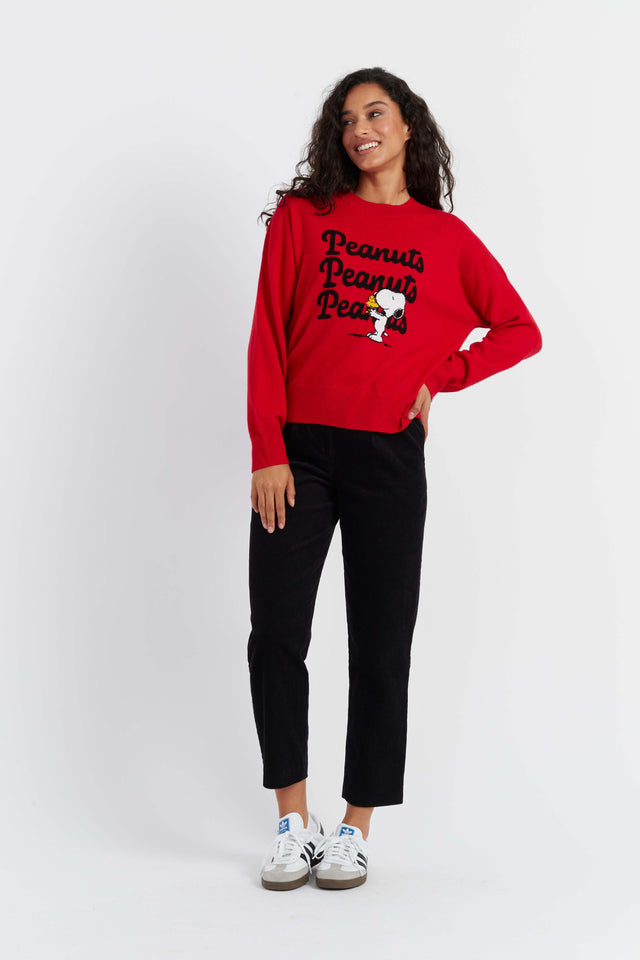 Red Wool-Cashmere Snoopy and Woodstock Sweater image 4