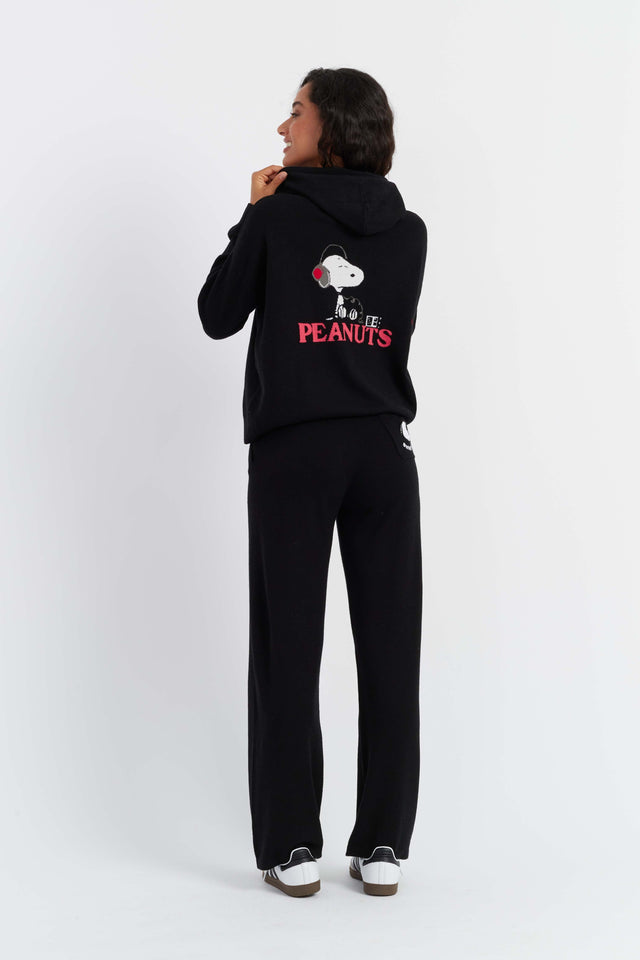 Black Wool-Cashmere Snoopy Music Hoodie image 4