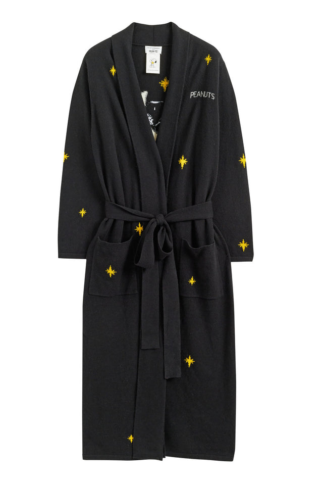 Black Wool-Cashmere Dreaming Snoopy Dressing Gown image 2