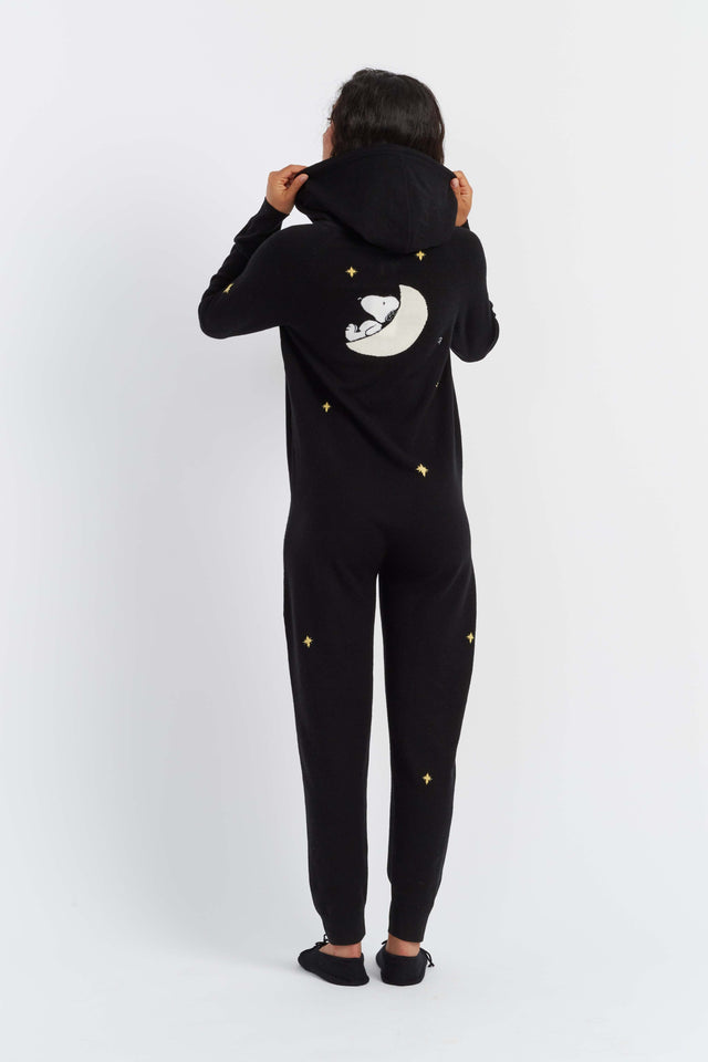 Black Wool-Cashmere Dreaming Snoopy Onesie image 3