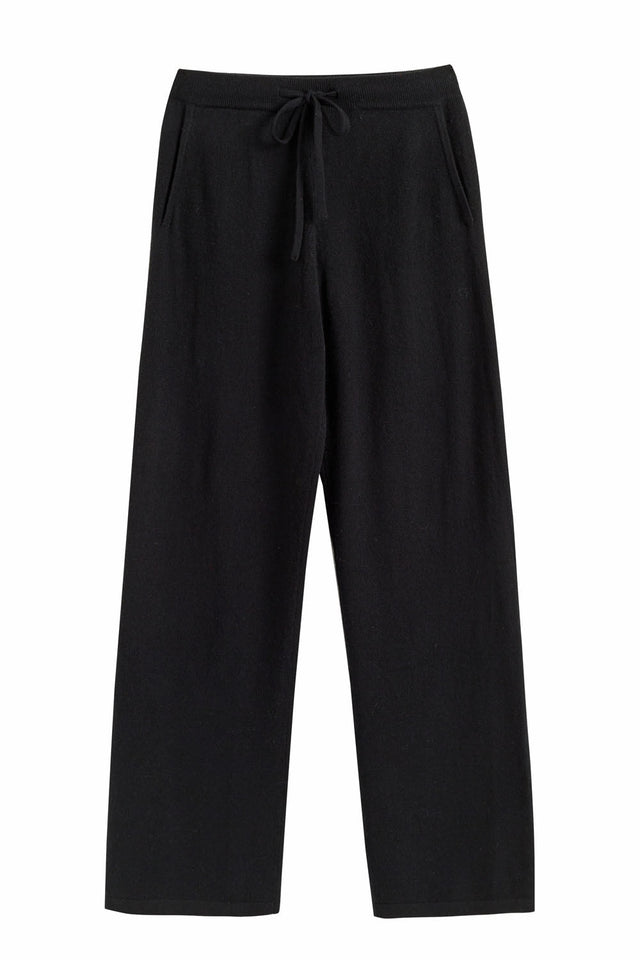 Black Wool-Cashmere Snoopy Wide-Leg Track Pants image 2