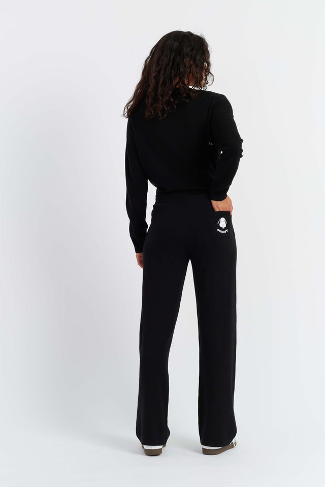 Black Wool-Cashmere Snoopy Wide-Leg Track Pants image 3