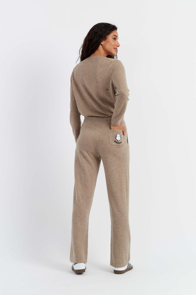 Soft-Truffle Wool-Cashmere Snoopy Wide-Leg Track Pants image 1