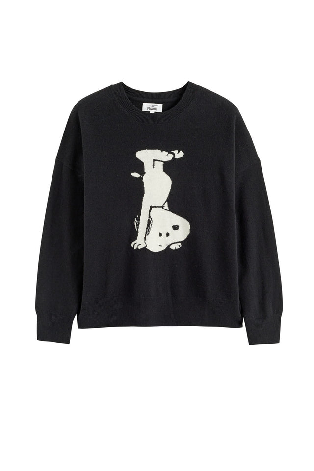 Black Wool-Cashmere Dancing Snoopy Sweater image 2