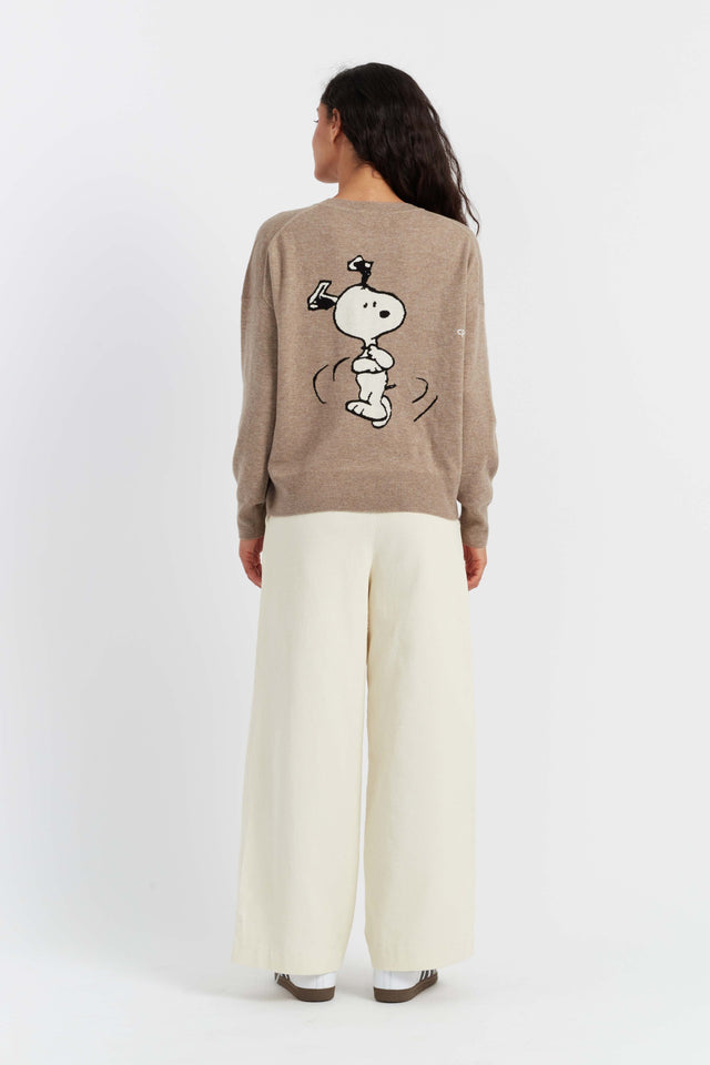 Soft-Truffle Wool-Cashmere Dancing Snoopy Sweater image 2