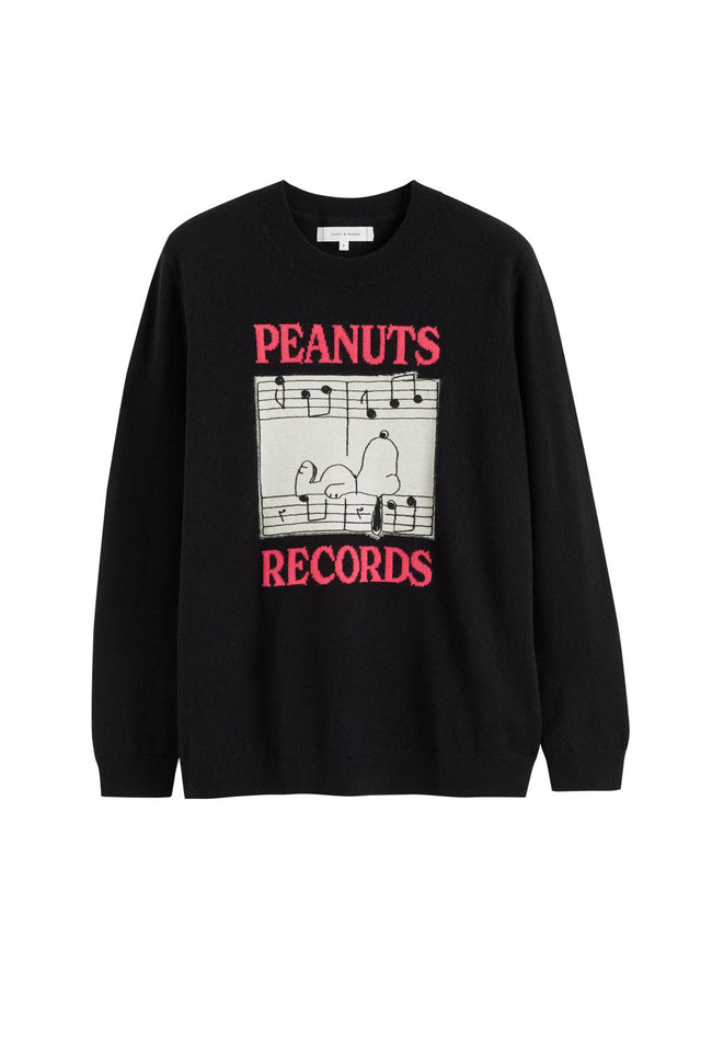 Black Wool-Cashmere Snoopy Records Sweater image 2