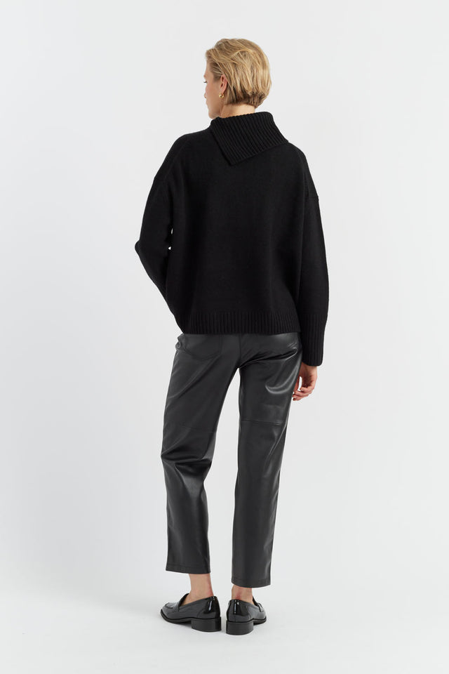 Black Pure Cashmere Asymmetric Sweater image 3