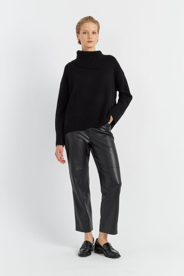 Black Pure Cashmere Asymmetric Sweater image 5