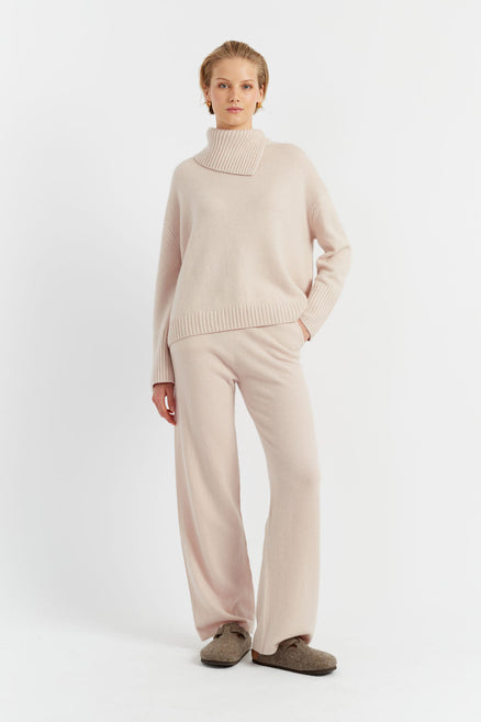 Bone Pure Cashmere Wide-Leg Pants
