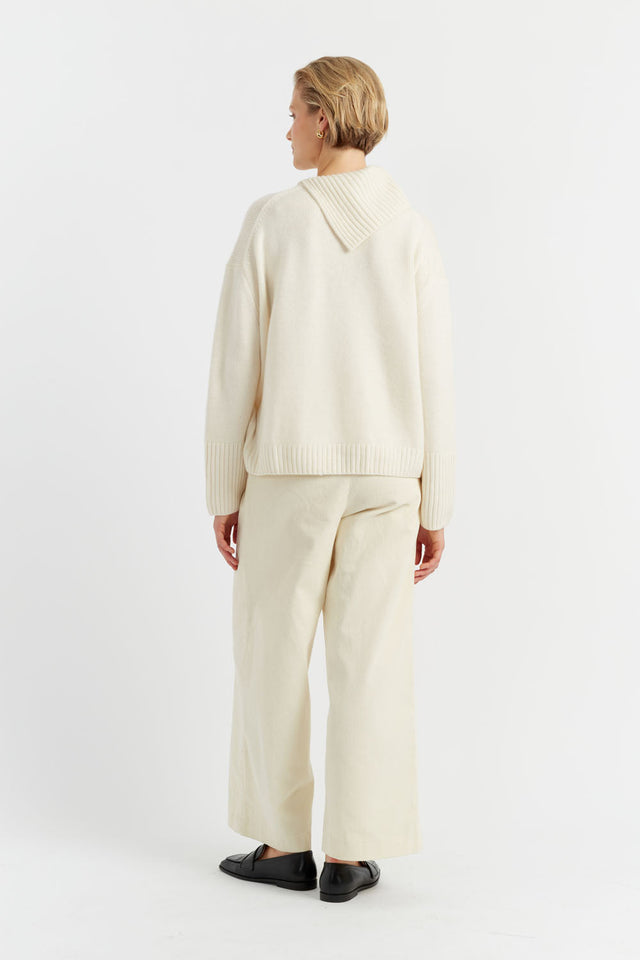 Cream Pure Cashmere Asymmetric Sweater image 4