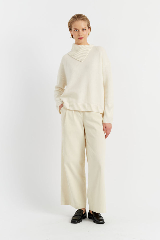 Cream Cashmere Asymmetric Sweater image 3