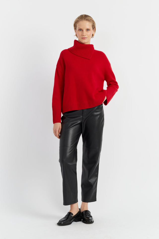 Red Pure Cashmere Asymmetric Sweater image 4