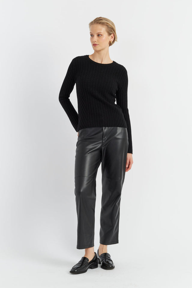 Black Cashmere Slim Ribbed Sweater image 3