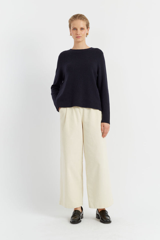Navy Pure Cashmere Boxy Sweater image 2