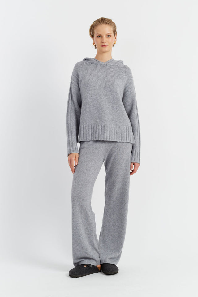 Grey Pure Cashmere Hoodie image 5