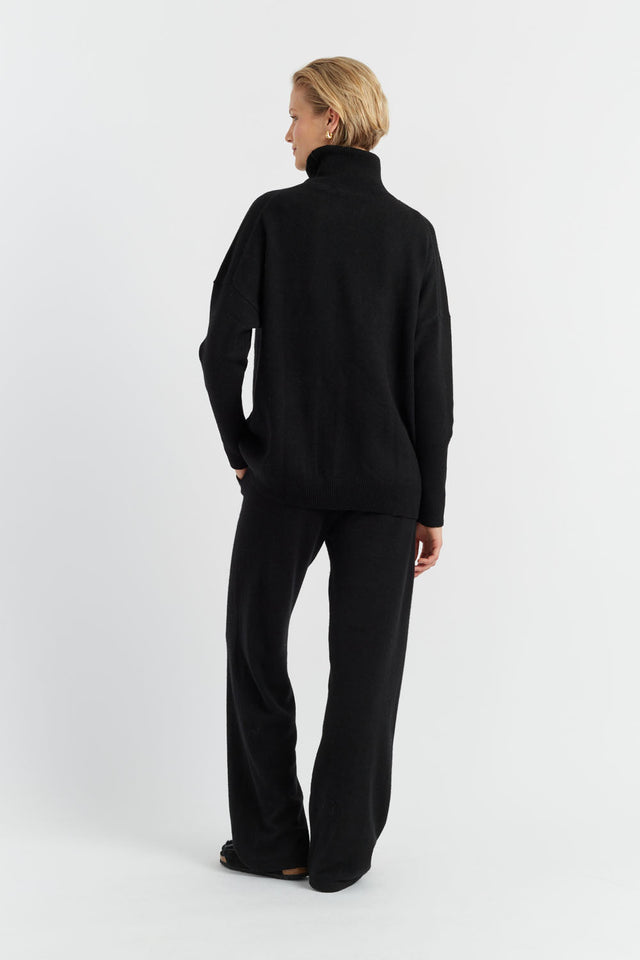 Black Cashmere Wide-Leg Pants image 3