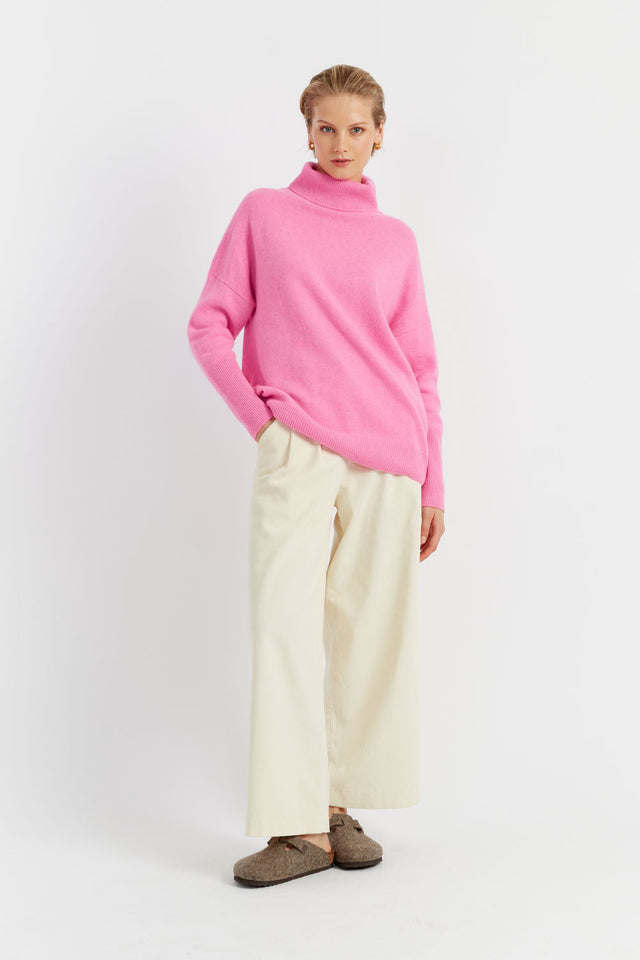 Pink Cashmere Rollneck Sweater image 3