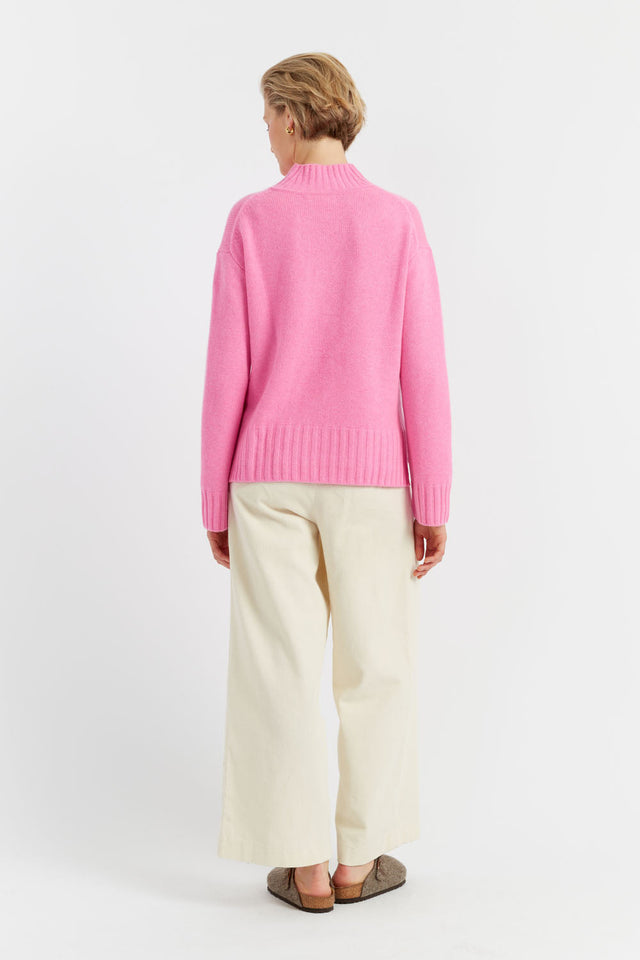 Pink Pure Cashmere Patch Pocket Sweater image 3