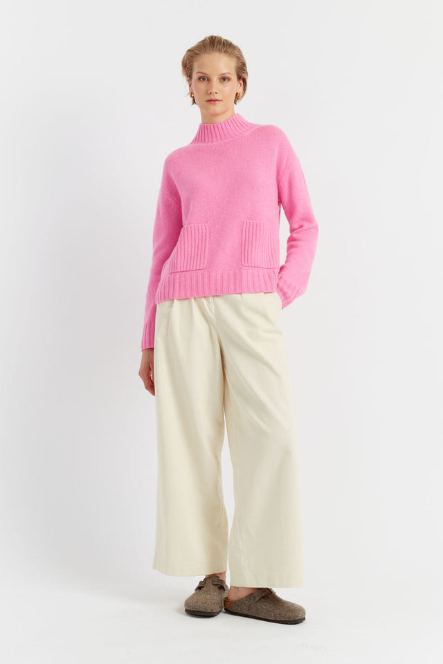 Pink Cashmere Patch Pocket Sweater image 3