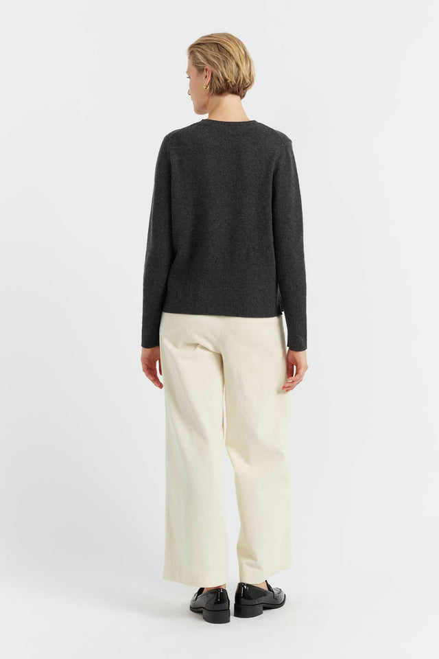 Charcoal Pure Cashmere Boxy Sweater image 3