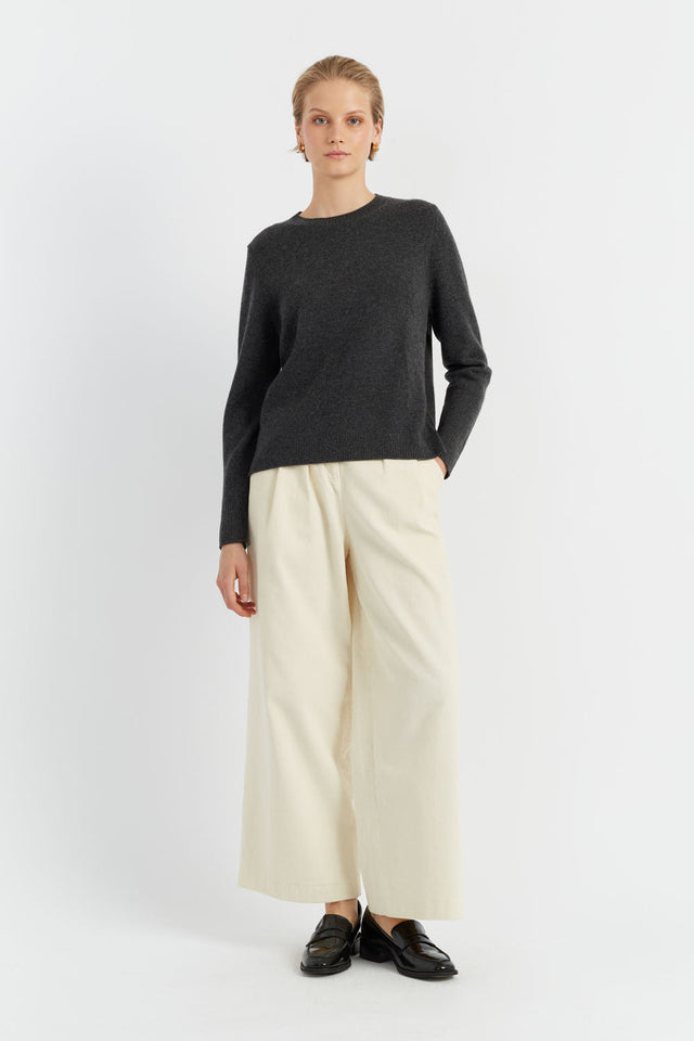 Charcoal Pure Cashmere Boxy Sweater image 4