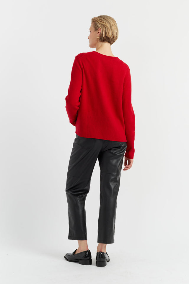 Red Pure Cashmere Boxy Sweater image 3