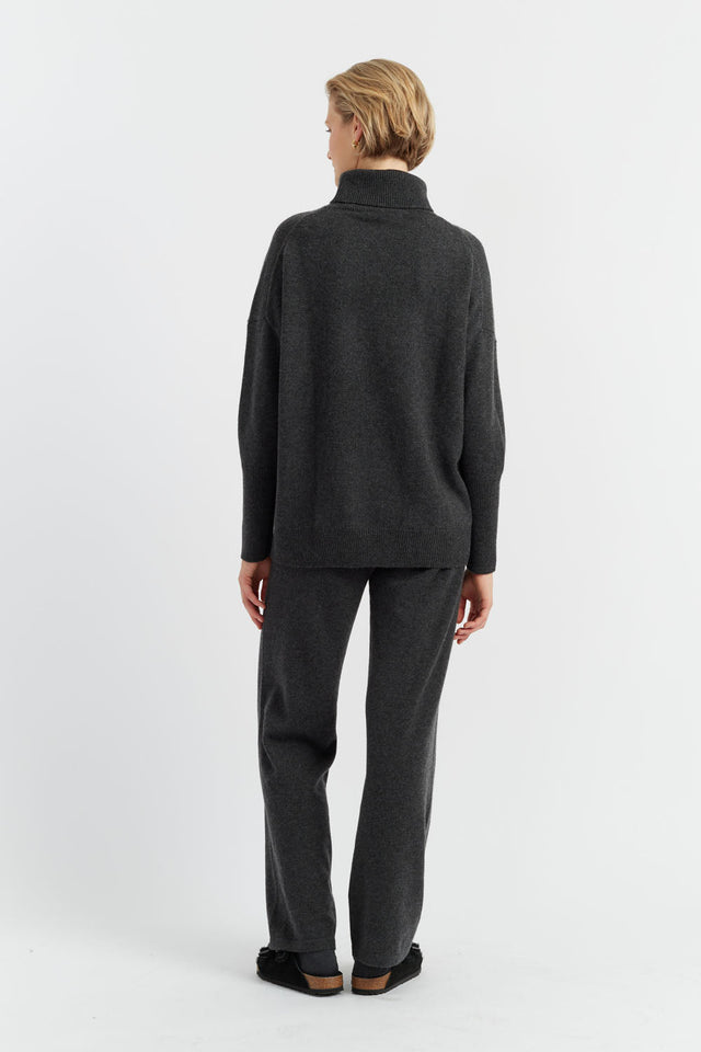 Charcoal Pure Cashmere Rollneck Sweater image 3