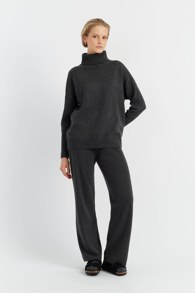 Charcoal Pure Cashmere Rollneck Sweater image 4