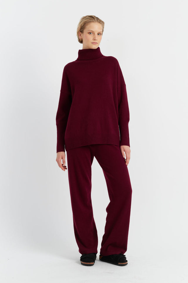 Claret Cashmere Wide-Leg Pants image 1