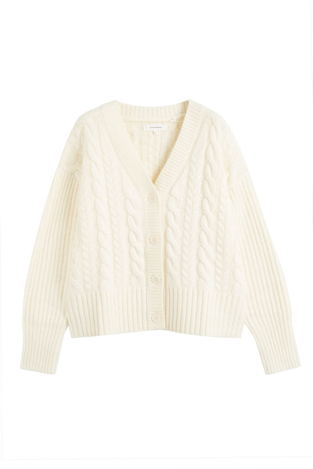 Womens Cardigan Chinti And Parker Cream Wool Aran detailing Size XS-3L image 2