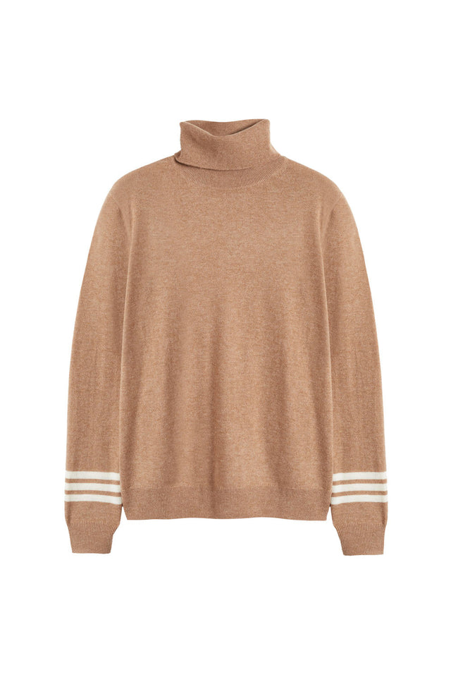 Womens Rollneck Sweater Chinti and Parker Camel Wool-Cashmere Contrast sleeve Size XS-3L image 2