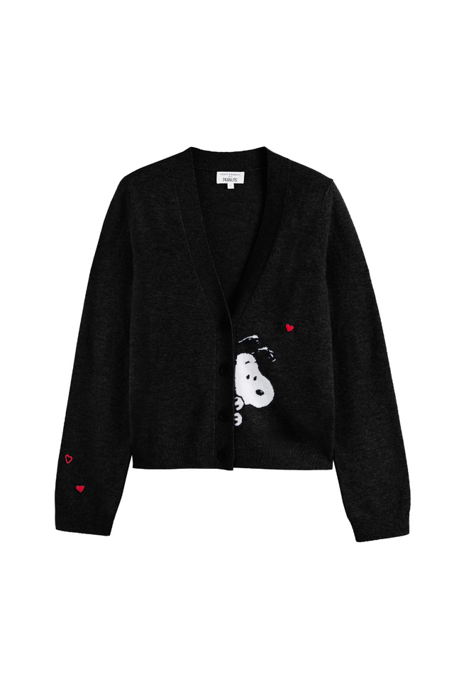 Black Wool-Cashmere Snoopy Peek Cardigan image 4