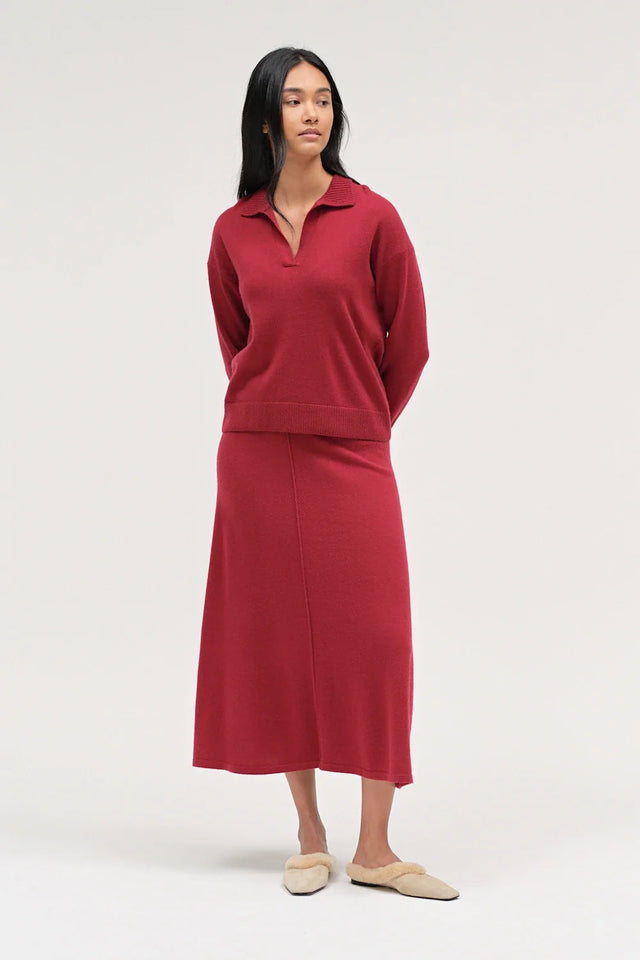 Cherry Wool-Cashmere Collared Sweater image 2