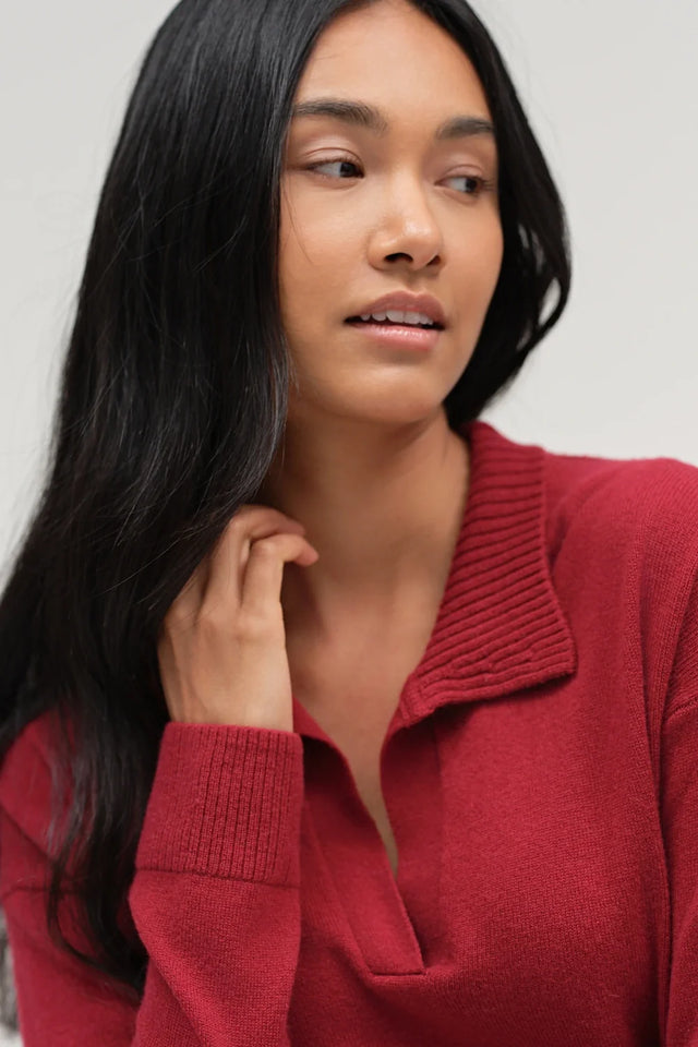 Cherry Wool-Cashmere Collared Sweater image 5