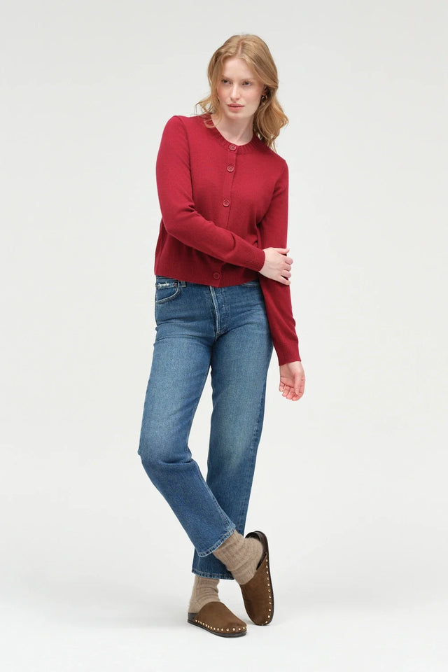 Cherry Wool-Cashmere Crew Neck Cardigan image 2