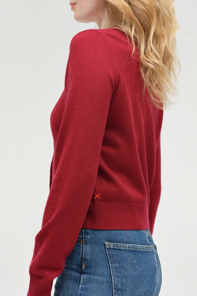 Cherry Wool-Cashmere Crew Neck Cardigan image 4